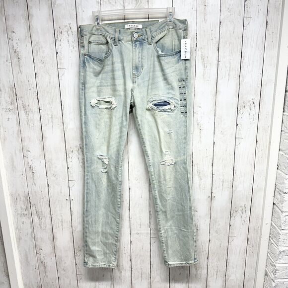 PacSun Jeans Men Size 30X30 Light Wash Stacked Skinny Distressed Ripped 5 Pocket - Picture 1 of 4